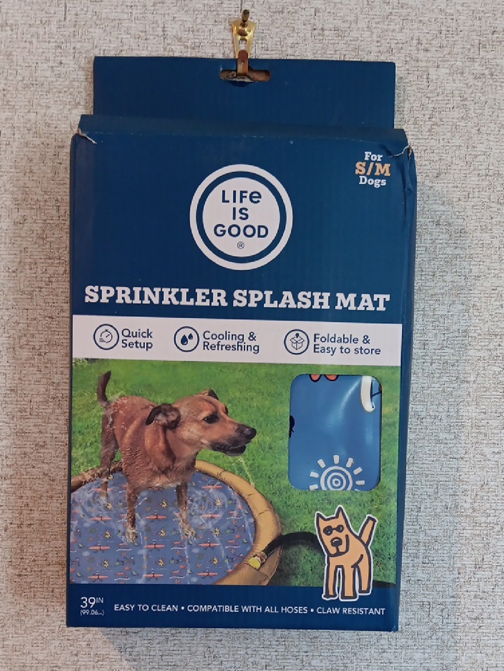Life Is Good Blue Sprinkler Splash Mat for Dogs Size S/M